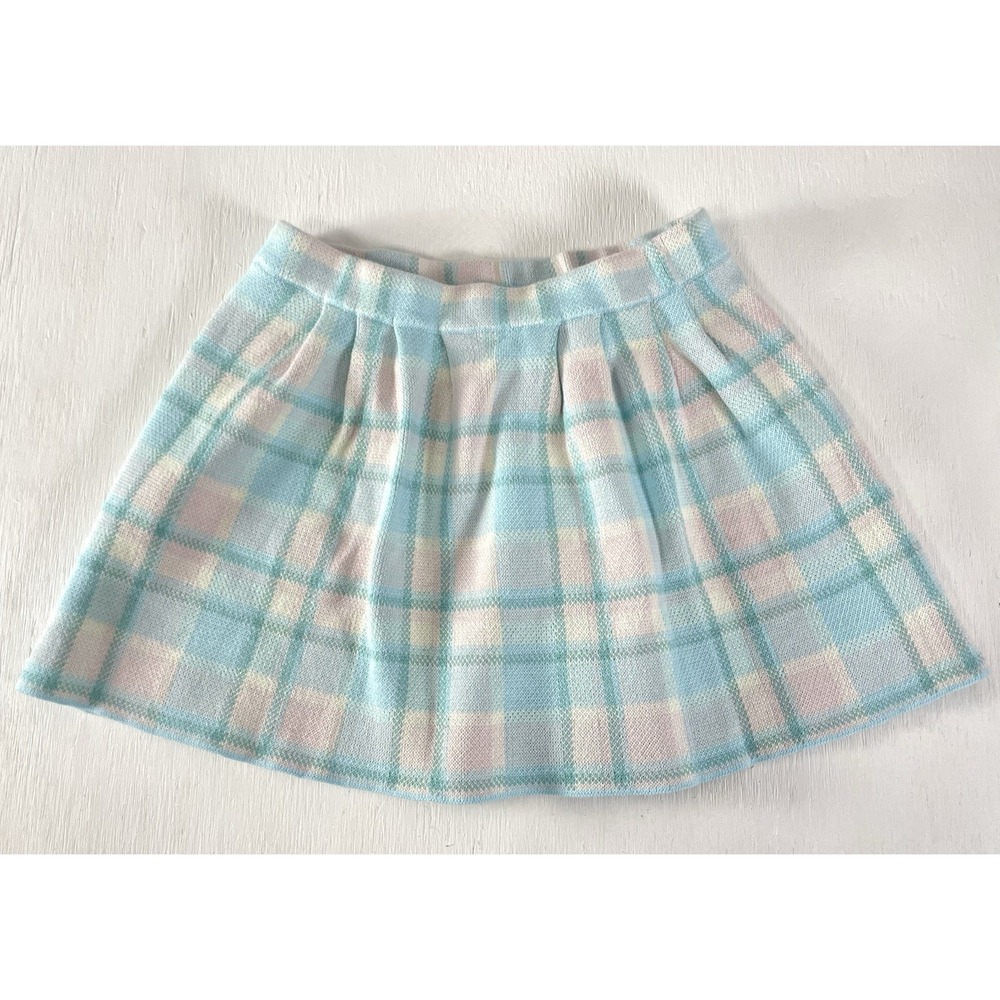 Blue Pink Argyle Plaid Mini Skirt Girls Size M 7/8 Unbranded Preppy Classic Cute